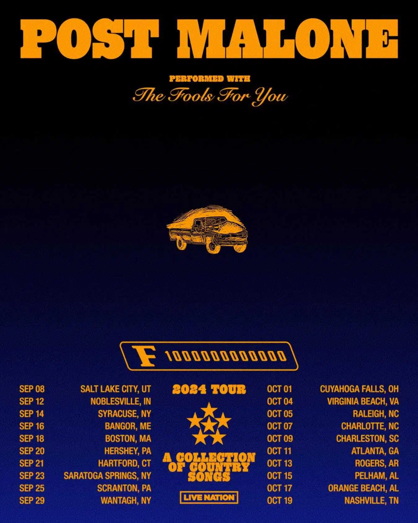 Post Malone F1 Trillion Tour Setlist