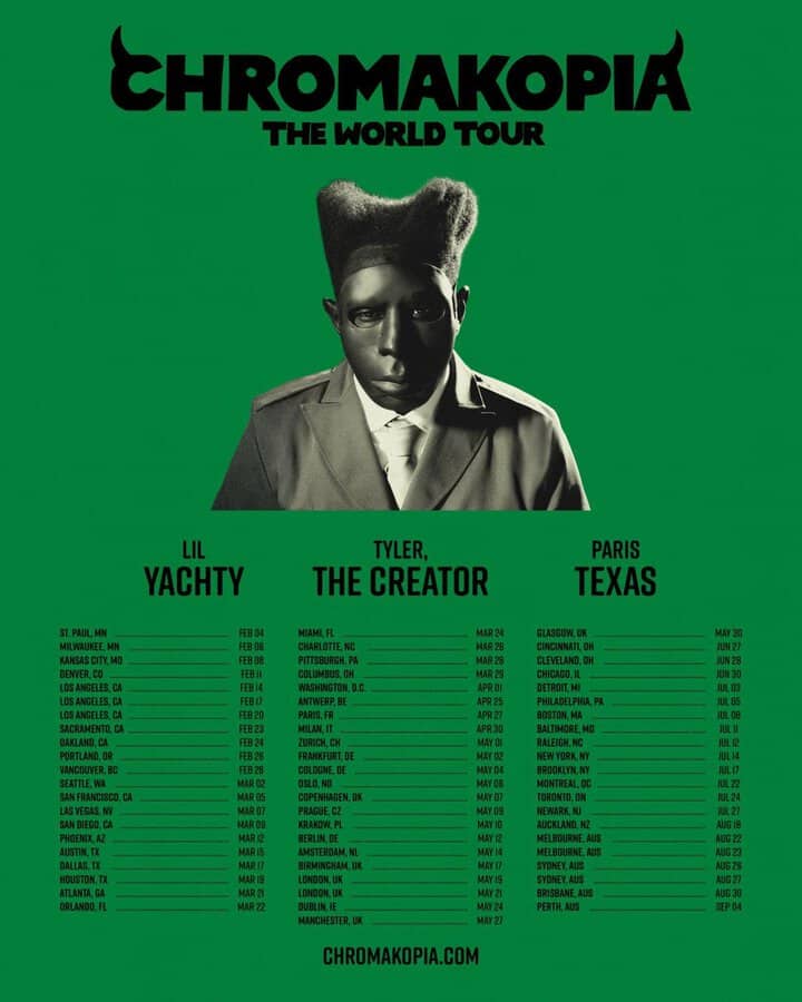 Tyler the Creator Chromakopia 2025 Tour Dates