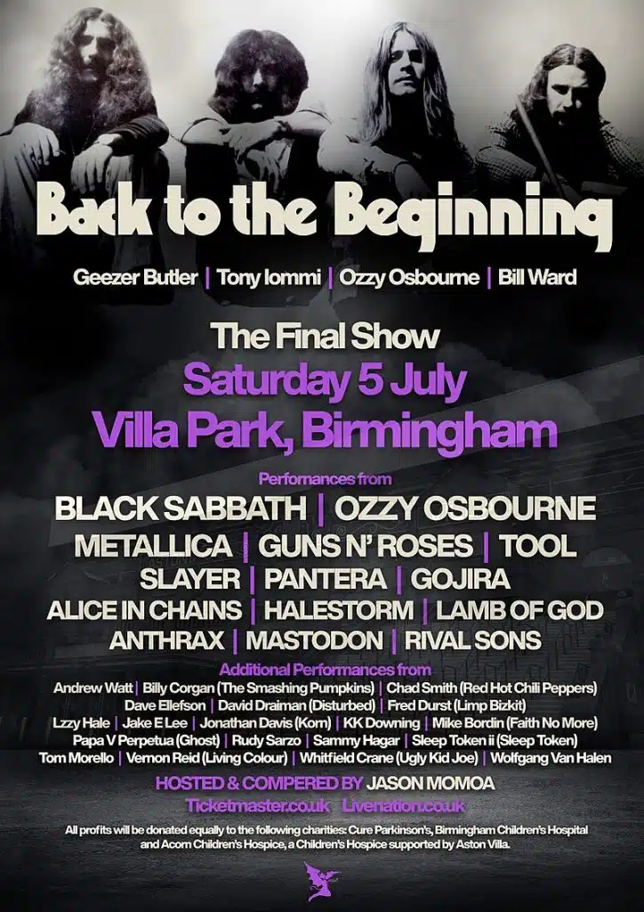 Back to the Beginning Concert Lineup