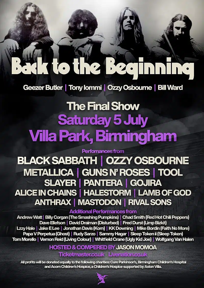 Back to the Beginning Concert Lineup