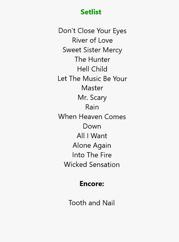 Lynch Mob Setlist at Medina Entertainment Center 22 March 2025 1 Lynch Mob Setlist
