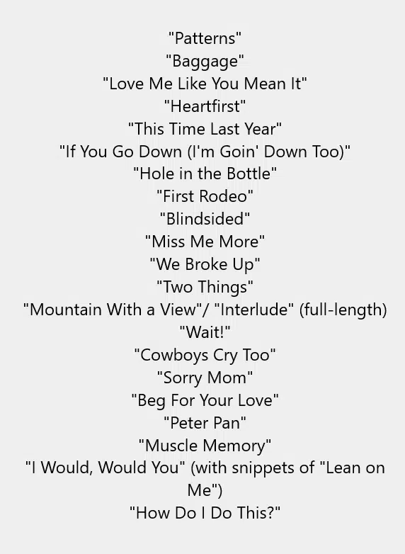 Kelsea Ballerini Setlist 2025 For Patterns Tour