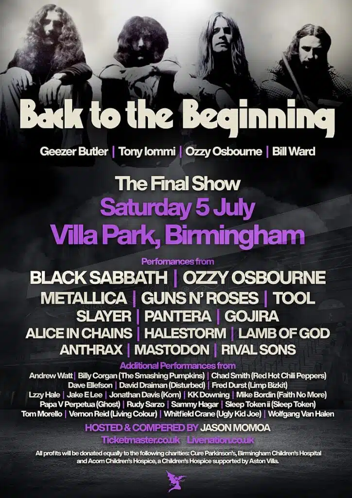 Back to the Beginning Concert Setlist