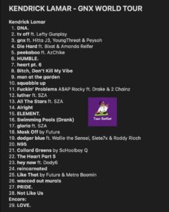 Kendrick Lamar GNX Tour Setlist 2025, Dates, Venues & Schedule