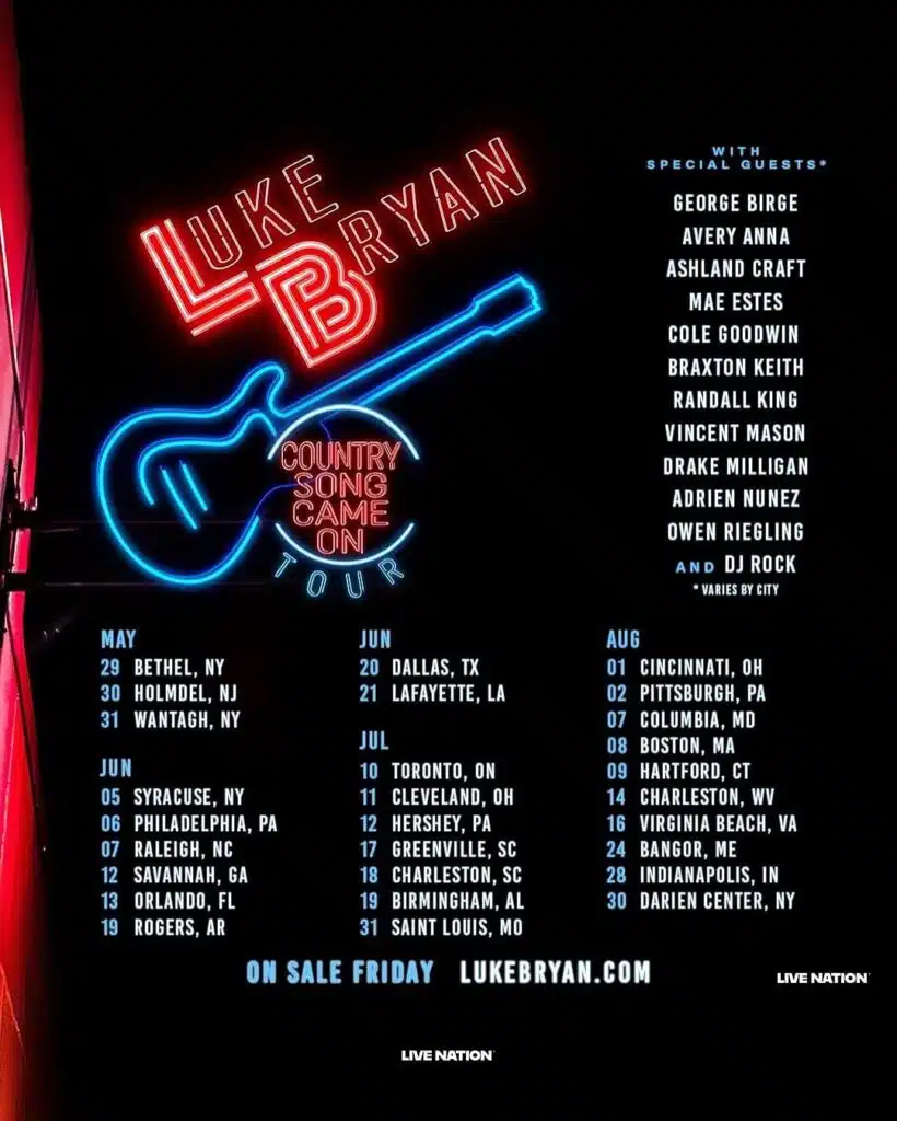 Luke Bryan Country Song Came on Tour Dates 2025 1 Luke Bryan Country Song Came on Tour Dates