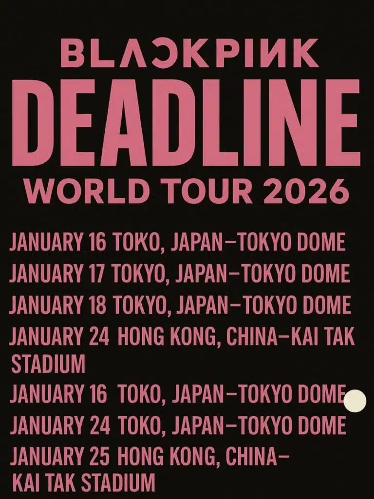 BlackPink Deadline World Tour 2026 Dates, City & Venues 1 BlackPink Deadline World Tour 2026 Dates