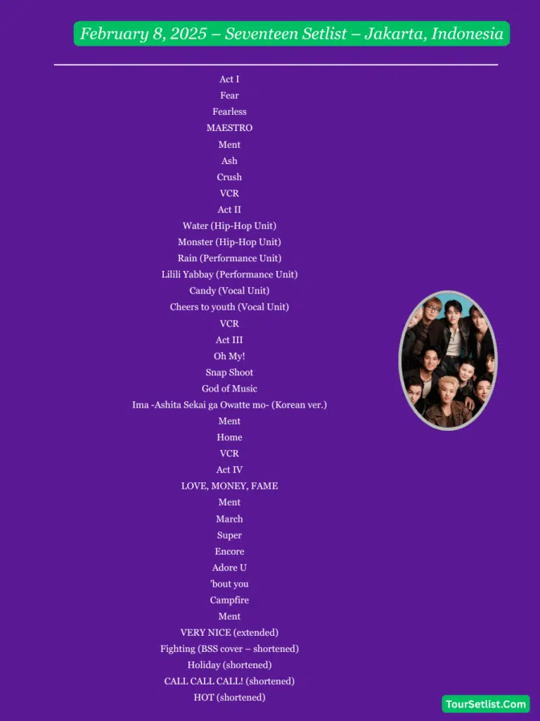 Seventeen Setlist