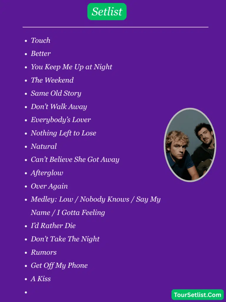 The Driver Era Obsession Tour Setlist