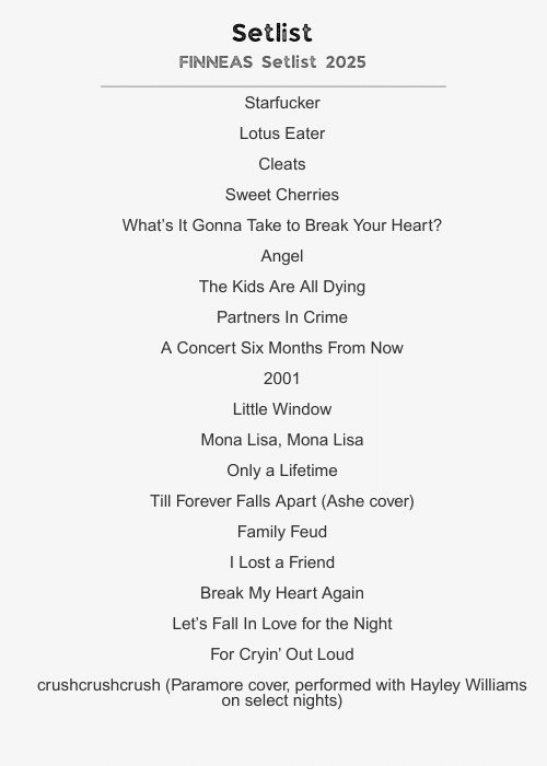 FINNEAS Setlist 2025