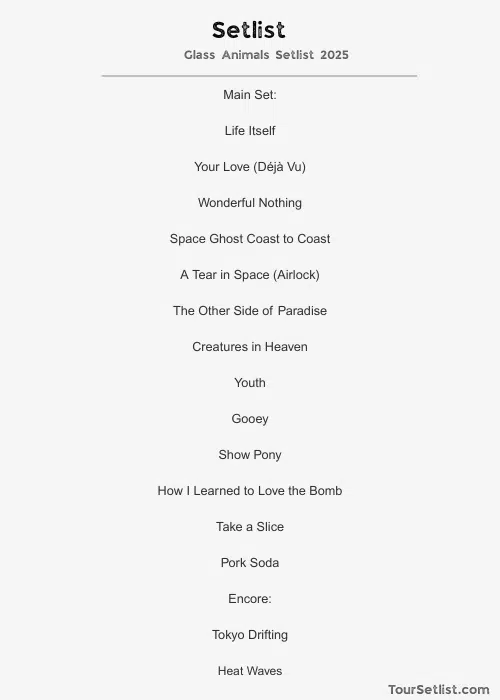 Glass Animals Setlist 2025