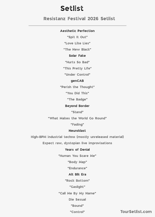 Resistanz Festival 2026 Setlist