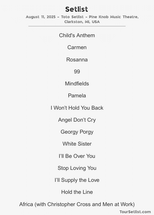 TOTO Setlist 2025