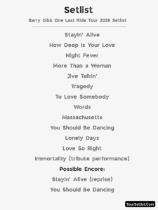 One Last Ride Tour 2026 Barry Gibb - Setlist, Dates & Tickets