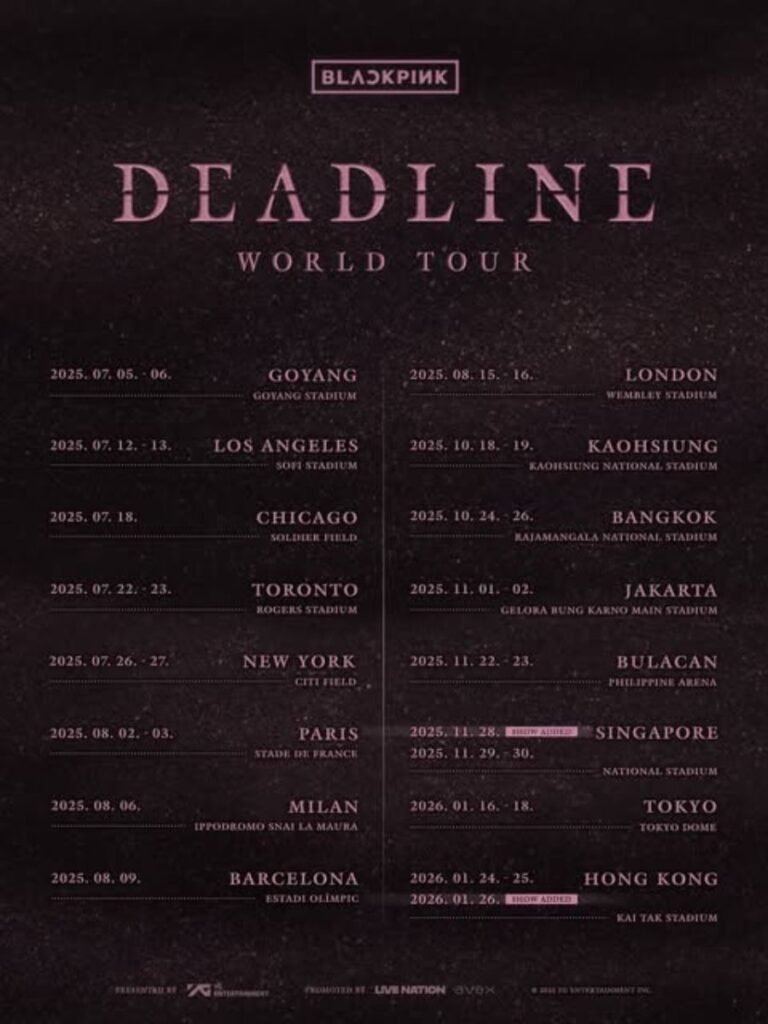 BlackPink Deadline World Tour 2026 New Dates