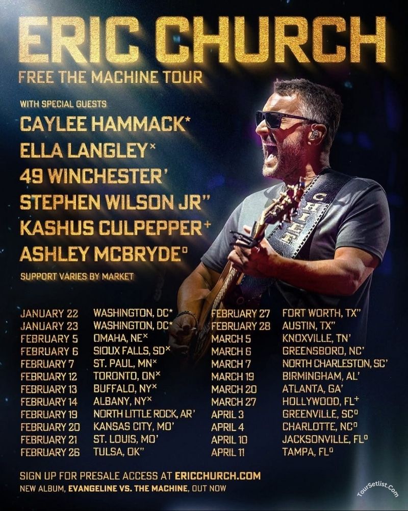 Eric Church Expands Free The Machine Tour 2026