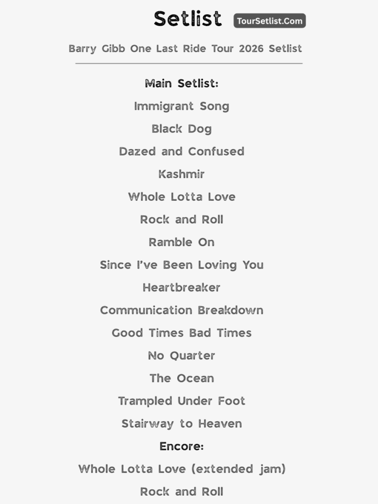 Led Zeppelin Tour 2026 Setlist