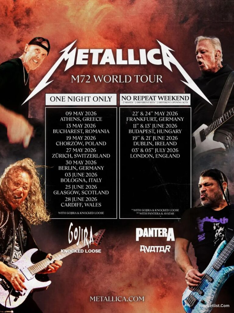 Metallica Tour 2026 Dates, Setlist,Tickets For US, UK and Europe