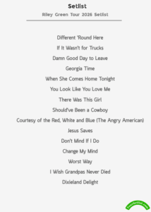 Riley Green Cowboy As It Gets Tour 2026 Dates, Setlist & Tickets