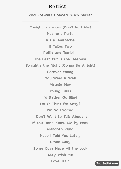 Rod Stewart Concert 2026 Setlist