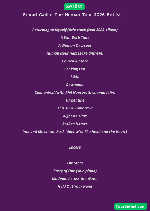 Brandi Carlile The Human Tour 2026 Setlist