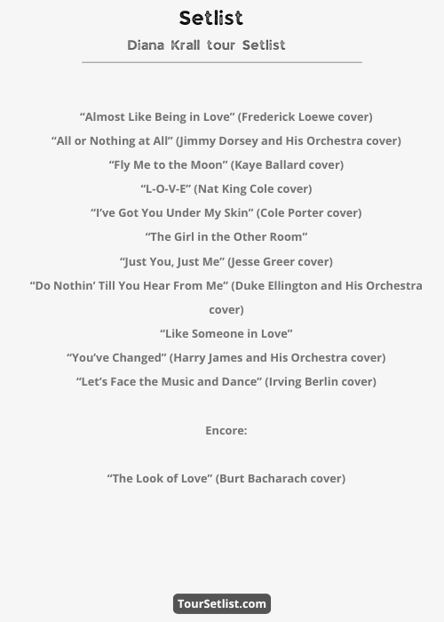 Diana Krall tour Setlist