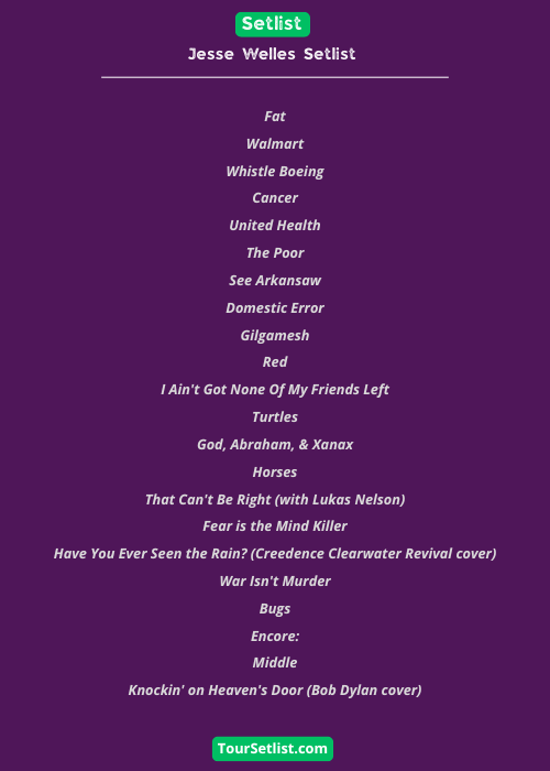 Jesse Welles Setlist