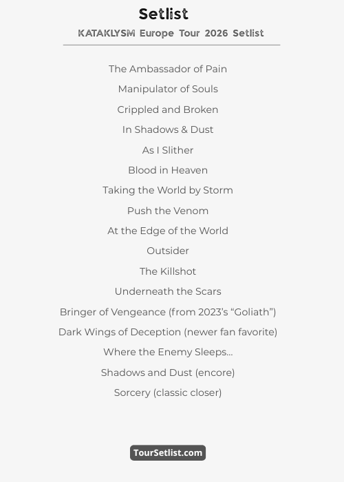 KATAKLYSM Europe Tour 2026 Setlist