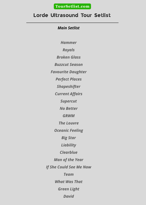 Lorde Ultrasound Tour Setlist