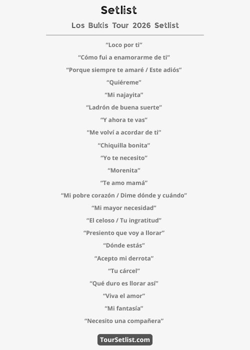 Los Bukis Tour 2026 Setlist