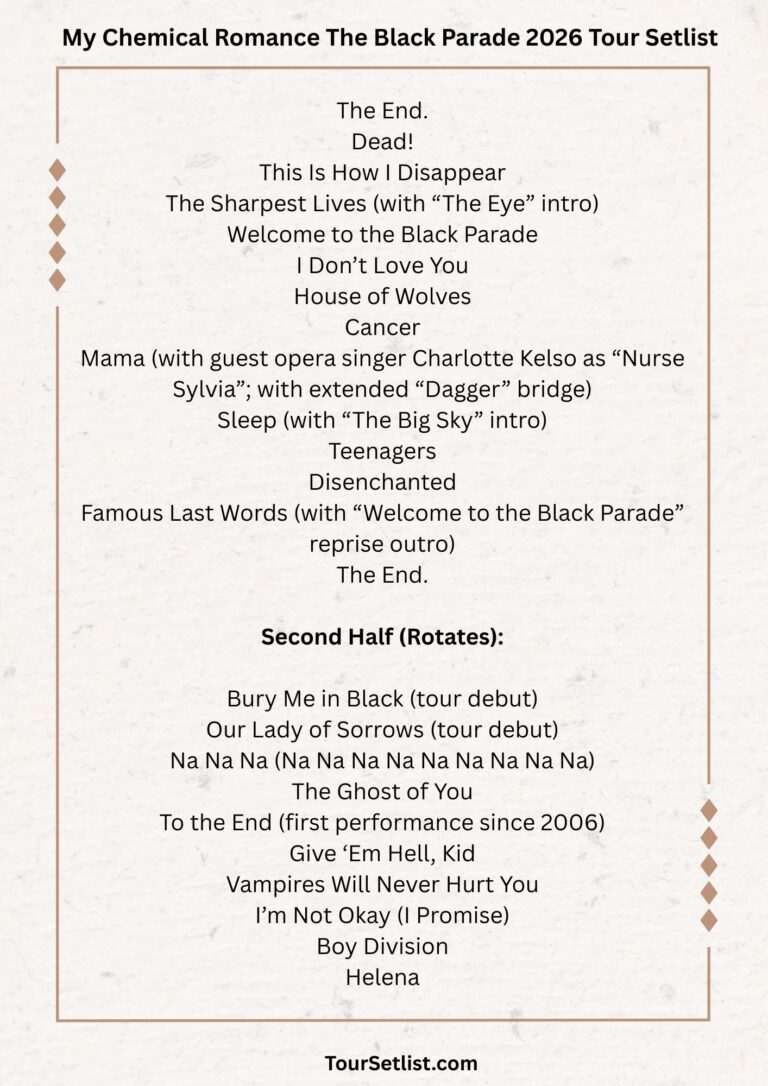 My Chemical Romance Tour 2026 - Dates, Setlist & Presale Tickets