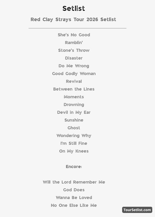 Red Clay Strays Tour 2026 Setlist