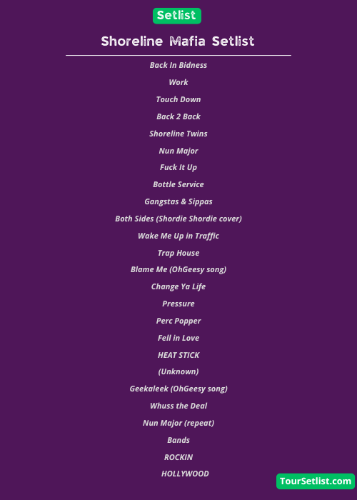 Shoreline Mafia Setlist