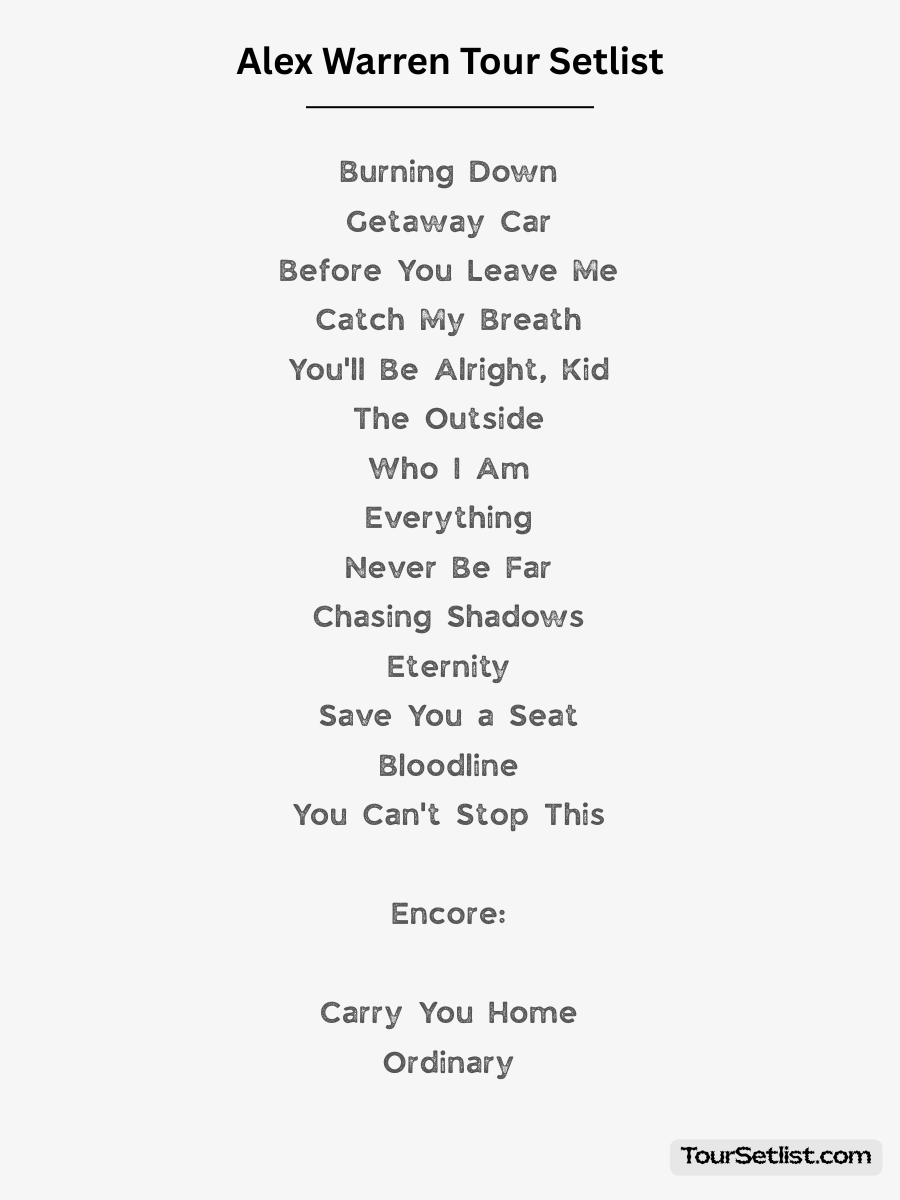 Alex Warren Tour 2026 Dates Setlist Venue Cities Presale Tickets Alex Warren Tour Setlist Confirmed 