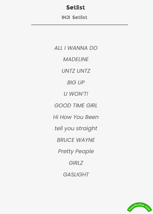 INJI 2026 Setlist