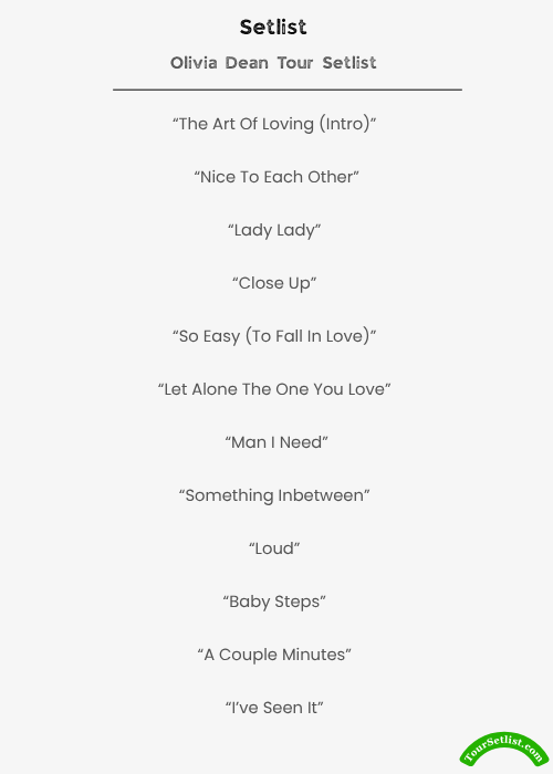 Olivia Dean Tour Setlist