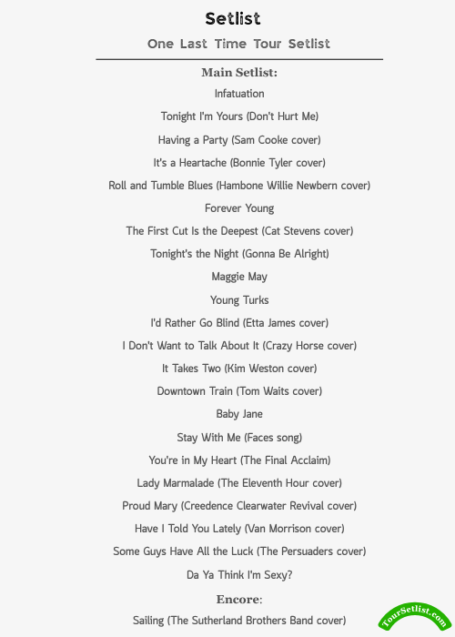 One Last Time Tour Setlist