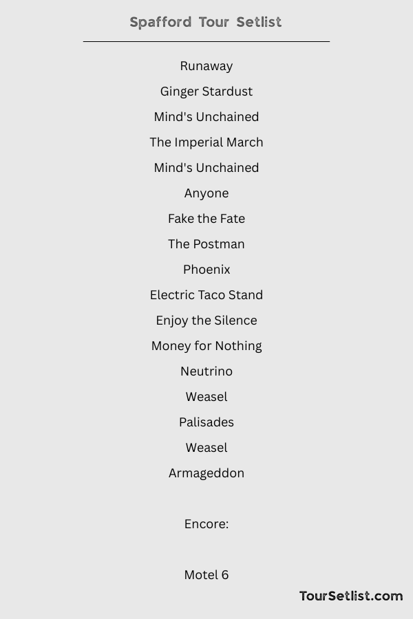 Spafford Tour 2026 Setlist