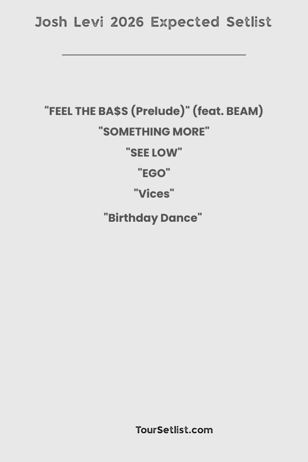 Josh Levi 2026 Expected Setlist