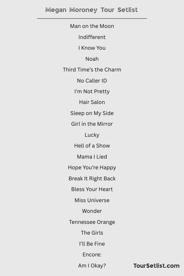 Megan Moroney 2026 Expected Setlist