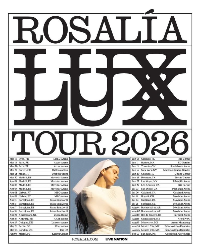 Rosalía Announces 2026 LUX TOUR Dates