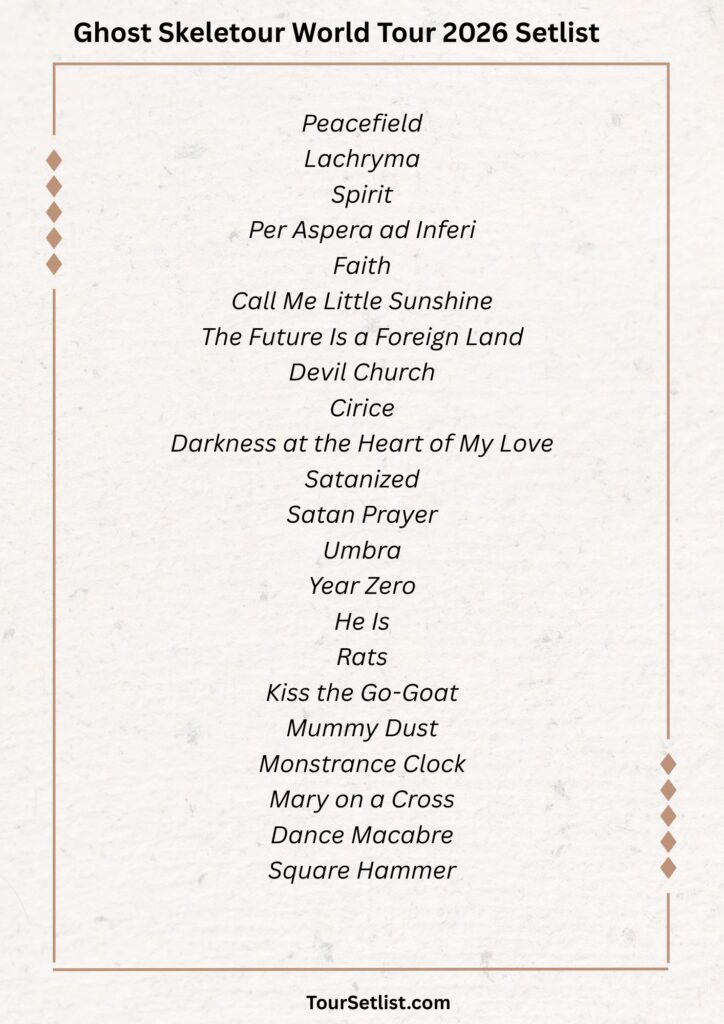 Ghost Skeletour World Tour 2026 Setlist