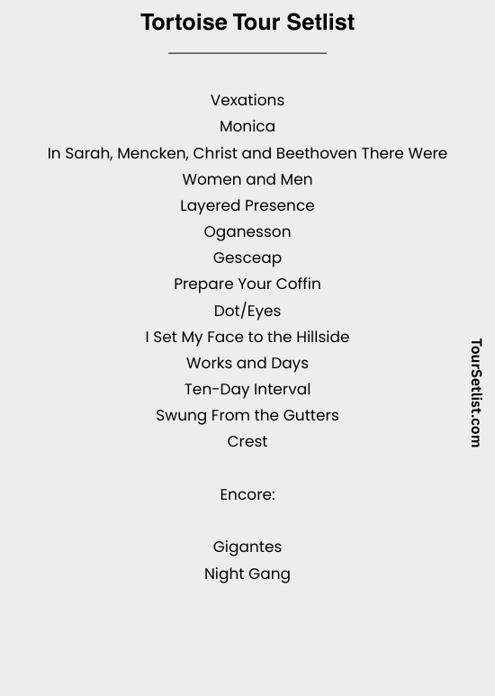 Tortoise 2026 Tour Setlist