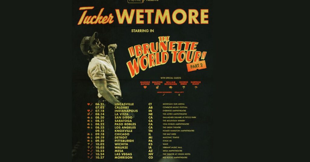 Tucker Wetmore Extends ‘The Brunette World Tour’ 2026