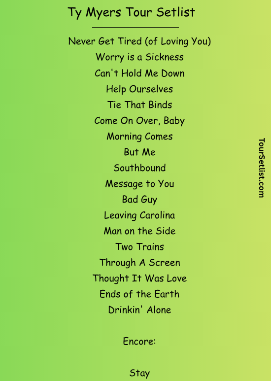 Ty Myers 2026 Tour Setlist – Dates, Cities, Venues & Tickets