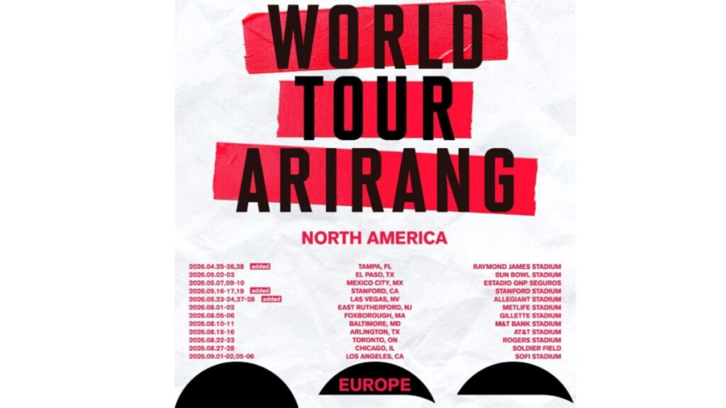 BTS Arirang North American Tour 2026 Dates