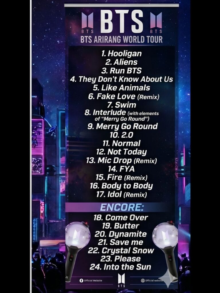 BTS Tampa Setlist 2026