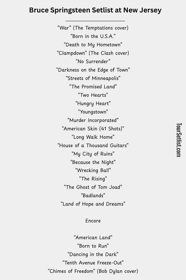 Bruce Springsteen Setlist at New Jersey
