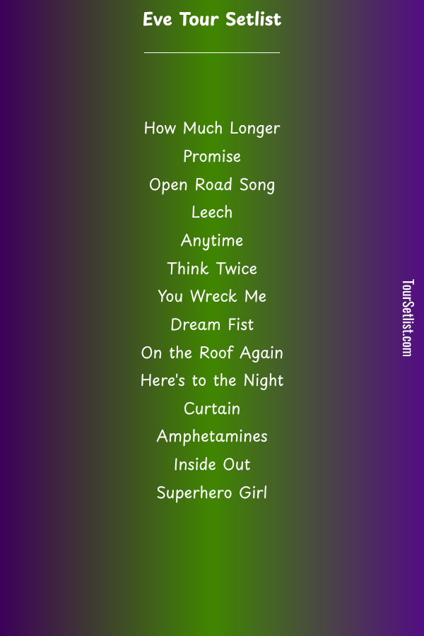 Eve 2026 Tour Setlist