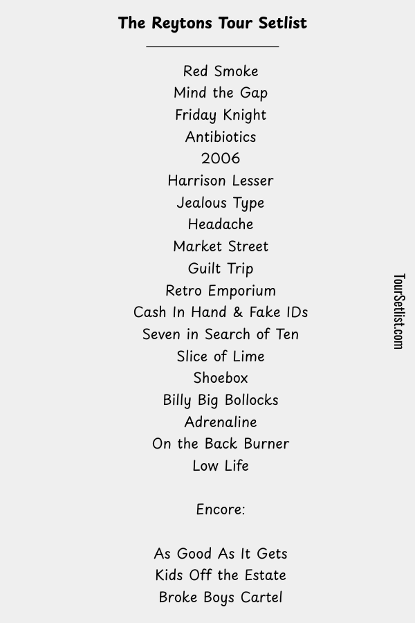 The Reytons 2026 World Tour Setlist Prediction