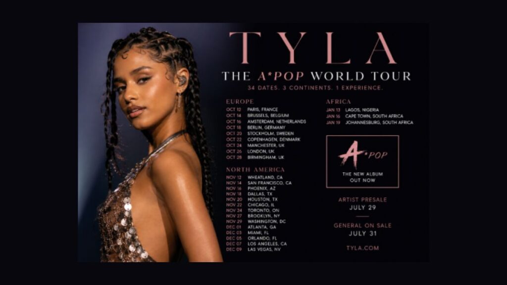 Tyla 2026 Tour Setlist - Dates, Cities, Venues & Presale Info